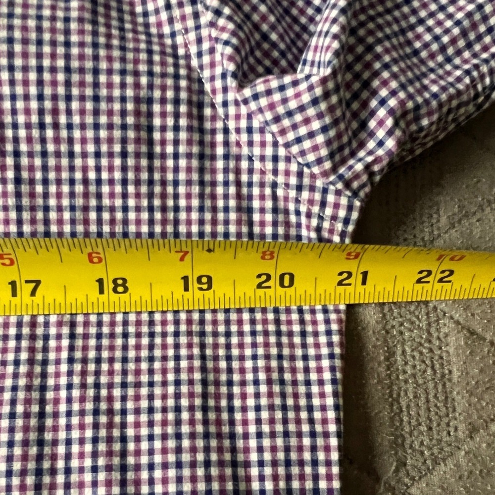 English Laundry Christopher Wicks Mens 16 32-33 Gingham Shirt Purple Navy - Picture 8 of 12